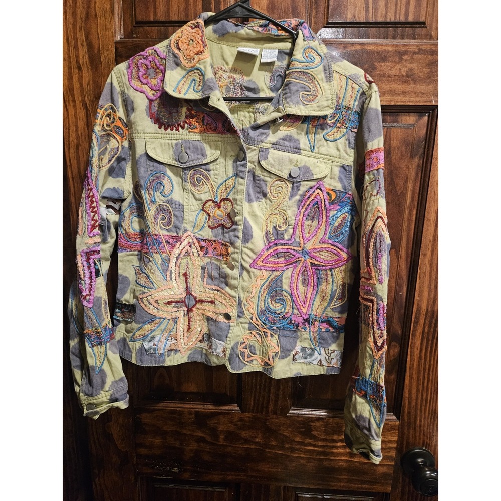 Bleu Bayou 100% Cotton Small Denim Patchwork Retro Hippie Boho Jacket Jean